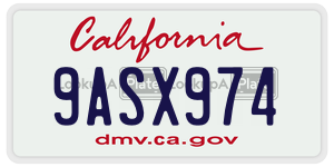 9ASX974 license plate in California