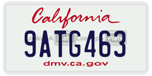 9ATG463  license plate in CA