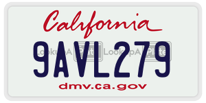 9AVL279 license plate in California