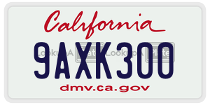 9AXK300 license plate in California