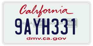 9AYH331  license plate in CA