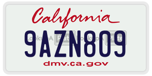 9AZN809  license plate in CA