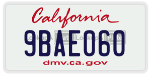 9BAE060 license plate in California