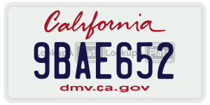9BAE652 license plate in California