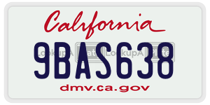 9BAS638 license plate in California