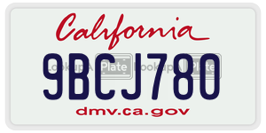 9BCJ780 license plate in California