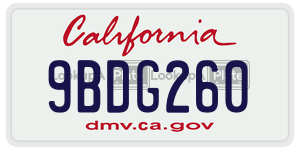 9BDG260 license plate in California
