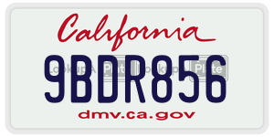 9BDR856 license plate in California