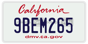 9BEM265 license plate in California