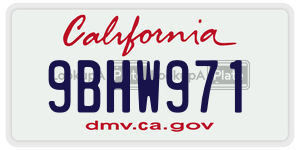 9BHW971 license plate in California