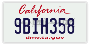 9BIH358 license plate in California