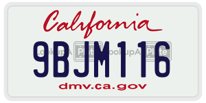 9BJM116 license plate in California