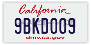 9BKD009 license plate in California