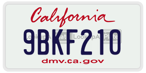 9BKF210 license plate in California