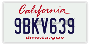 9BKV639 license plate in California