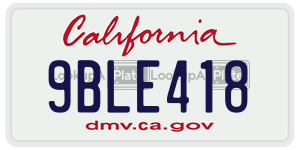 9BLE418  license plate in CA