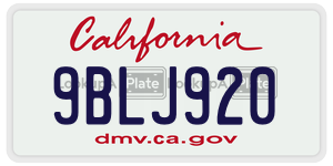 9BLJ920  license plate in CA