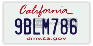 9BLM786 license plate in California