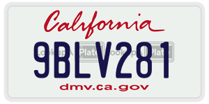 9BLV281 license plate in California