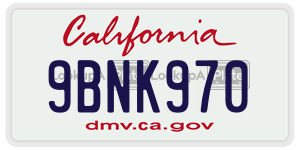 9BNK970 license plate in California
