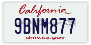 9BNM877  license plate in CA