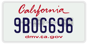9BOG696 license plate in California
