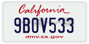 9BOV533 license plate in California