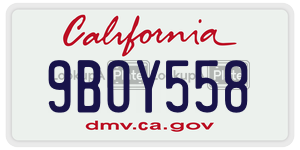 9BOY558 license plate in California