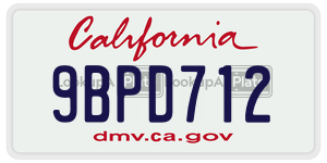 9BPD712 license plate in California
