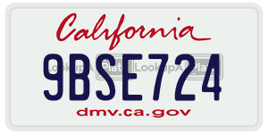 9BSE724 license plate in California