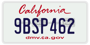 9BSP462 license plate in California