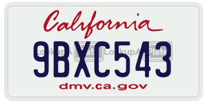 9BXC543 license plate in California