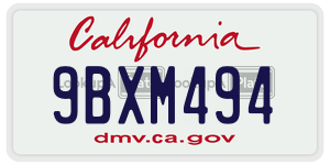 9BXM494 license plate in California