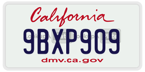9BXP909 license plate in California