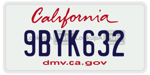 9BYK632 license plate in California