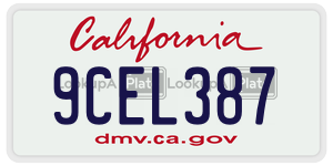 9CEL387  license plate in CA
