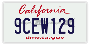 9CEW129  license plate in CA