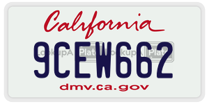 9CEW662 license plate in California