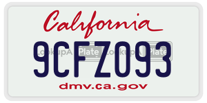 9CFZ093 license plate in California