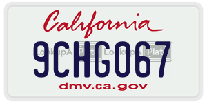 9CHG067  license plate in CA