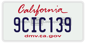 9CIC139 license plate in California