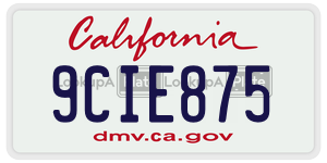 9CIE875 license plate in California