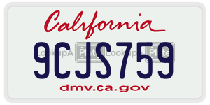 9CJS759  license plate in CA