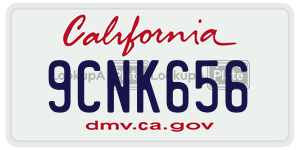 9CNK656  license plate in CA