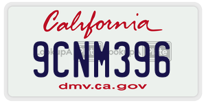 9CNM396  license plate in CA