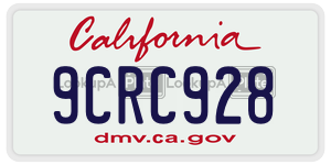 9CRC928 license plate in California
