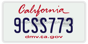 9CSS773 license plate in California