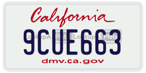 9CUE663 license plate in California