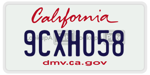 9CXH058 license plate in California