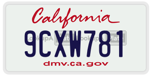 9CXW781 license plate in California